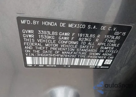 2015 Honda Fit Lx z USA, uszkodzony, nr VIN 3HGGK5H54FM784292